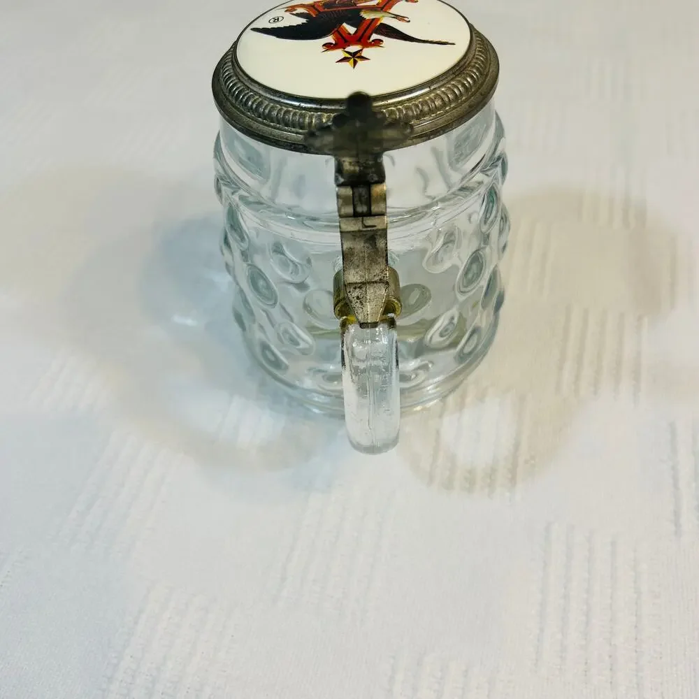 Anheuser Busch Clear Hob Nail Beer Stein w Pewter Lid BMF Bierseidel W Germany